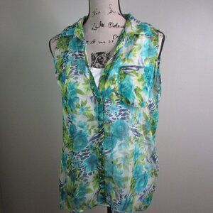 French Laundry Blouse S Sleeveless Floral